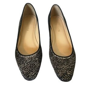 Talbots Sleek Black Animal Spotted Calf Hair Flats